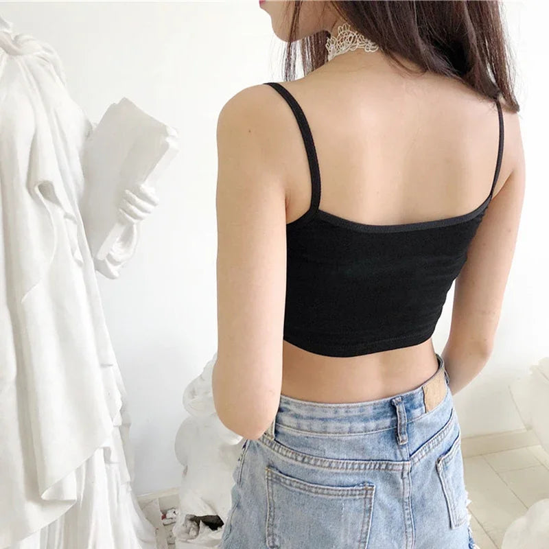 New Anal Love Heart Print Summer Women's Crop Top Sexy Elastic Cotton Camis Sleeveless Short Tank Top Bar Hot Tops for Women
