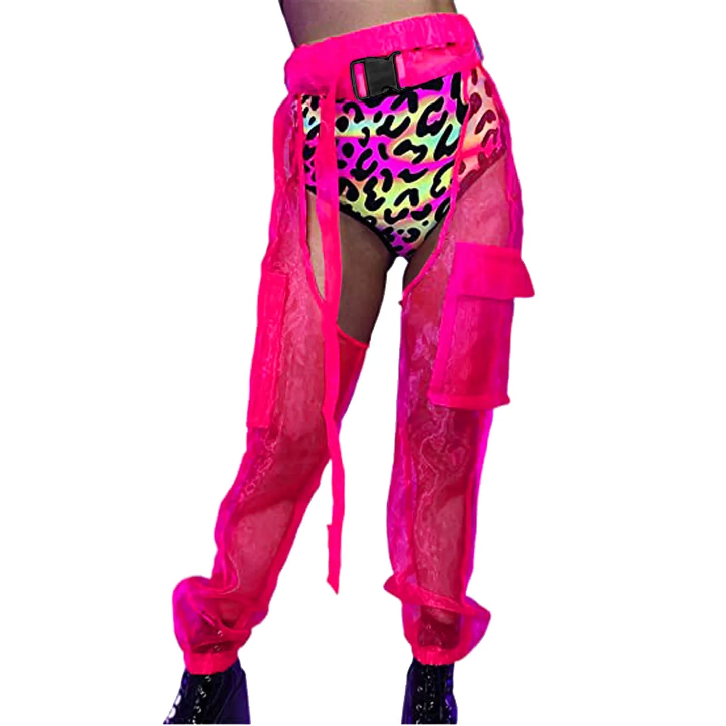 Sexy Hollow Out Pants Korean Fashion Buckles Crothchless Chaps Elastic High Wasit Trousers Women Harajuku Gothic Jogger Pants