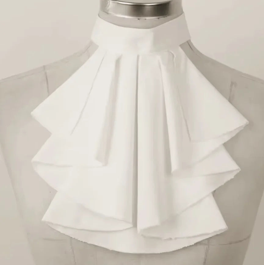 Vintage Victorian Jabot Tie neck Chiffo Medieval Noble Fake Elegant White Ruffles Colonial Detachable Renaissance Necktie