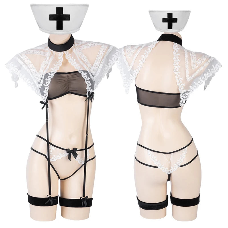AniLV New Nun Series Uniform Halloween Cosplay Women Medieval Convent Sister Dress Outfit Set Costumes