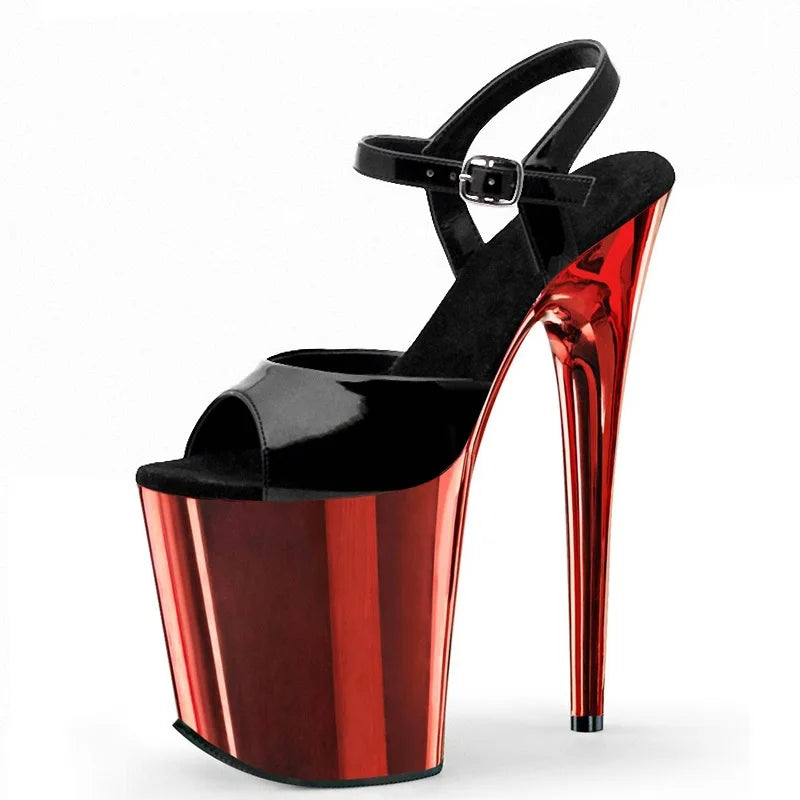 8 Inches High Heels Sexy Fetish transparent Gold 10-12Big Size 20cm Sandals Exotic platform pole Dance Stripper Dress Queen club
