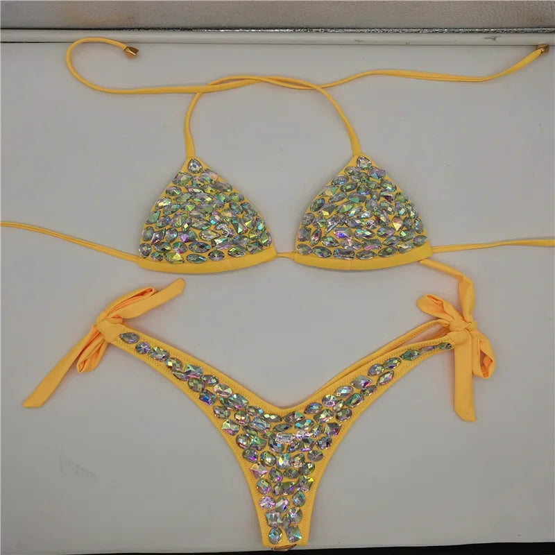 2020 venus vacation rhinestone bikini set diamond swimwear sexy women bathing suit new style bling stones beachwear