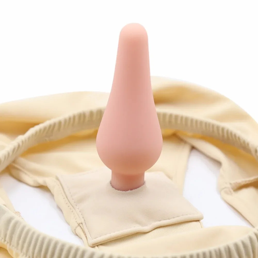 Masturbation Briefs with Dildo Plug, Vaginal Anal Plug Panties for Unisex Chastity Belt Sex Toy Adult Games