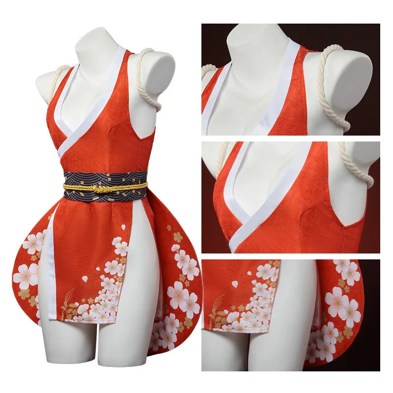 Sexy Anime Mai Shiranui Cosplay Fantasy Game Costume Mai Shiranui Adult Women Men Halloween Roleplay Fantasia Clothes Wig Shoes
