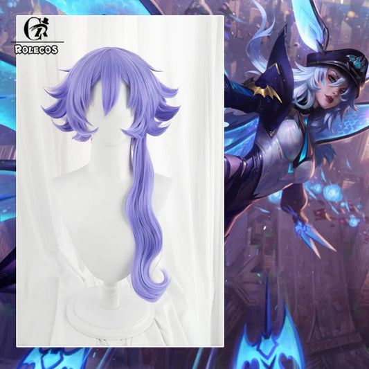 ROLECOS Game LOL Battle Bat Xayah Cosplay Wig 45cm Purple Color Women Xayah Wigs Heat Resistant Synthetic Hair
