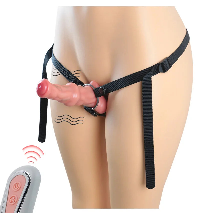 NEXUS BITE – Dual-Headed Vibrating Strap-On; Pegging Realistic Dildos Vibrator
