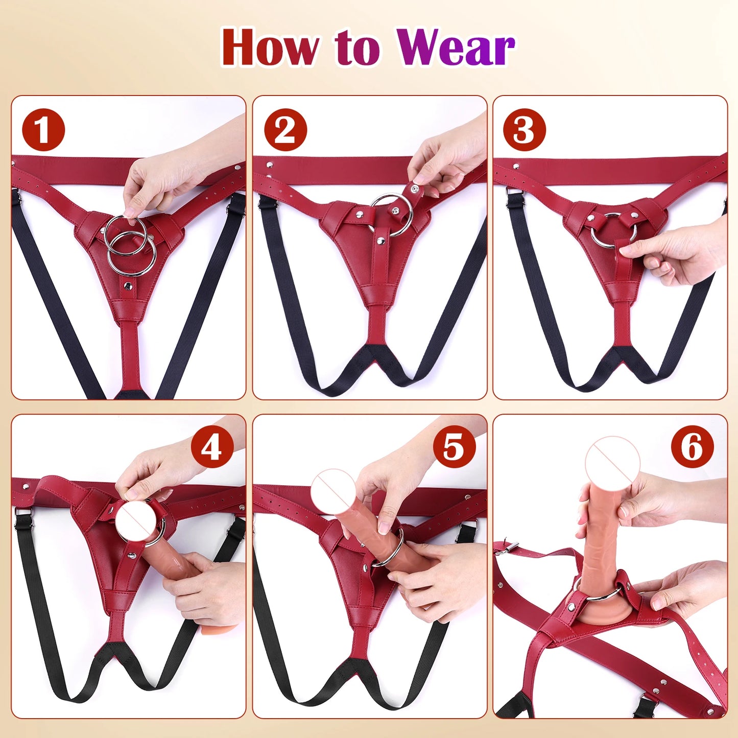 Red Strap On Dildo Harness Adult Sex Toys for Women Men Pegging Dildo Adjustable Leather Belt for Lesbian Gay Couple Anal Play