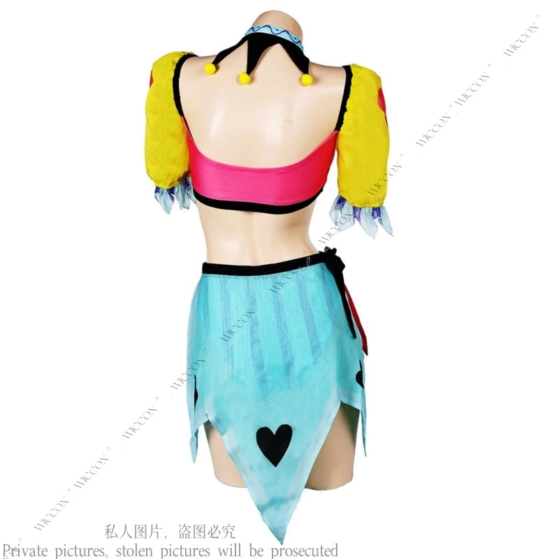 Women Fizzarolli Cosplay Clown Bikini Necklace Swimsuit Halloween Carnival Party Suit Anime Roleplay Beach Swimwear Costume Set