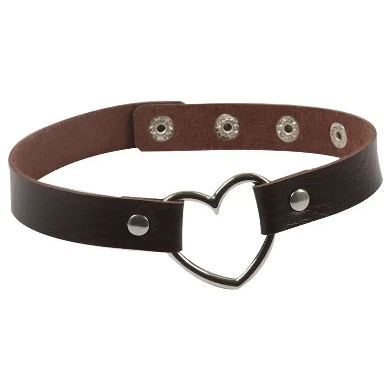 Sexy PU Leather Peach Heart Chain Collar BDSM Bondage Slave Body Harness Necklace Sex Toys for Couple Game