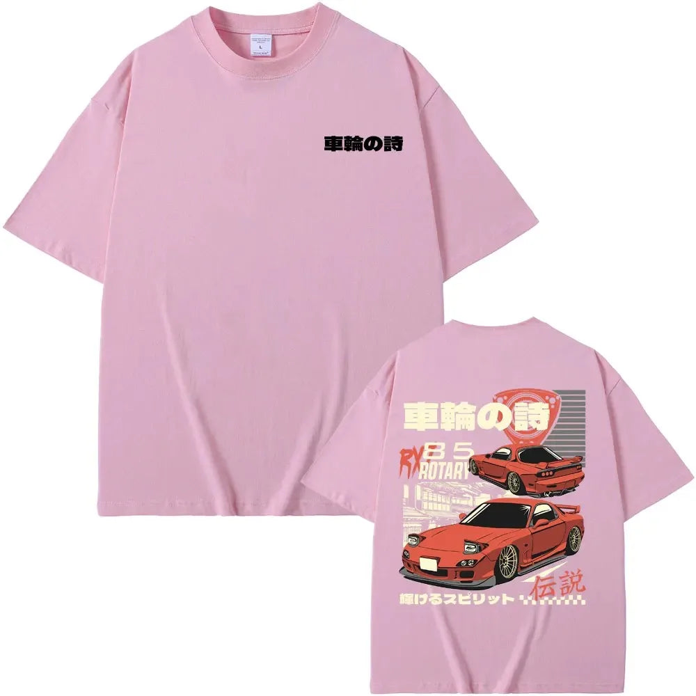 2024 Anime Initial D Drift AE86 Print Tshirt RX-7 R34 Skyline GTR JDM Men's Vintage Harajuku Oversized T Shirts