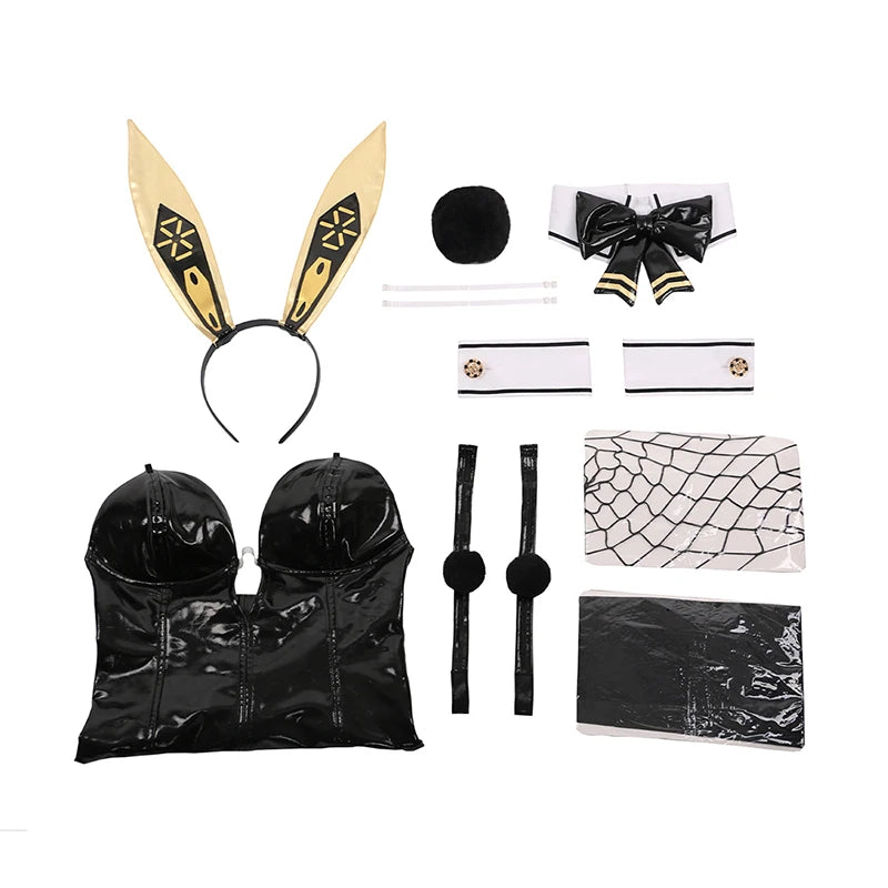 ROLECOS NIKKE Goddess of Victory Blanc Bunny Girl Costume Noir Bunny Suit Women Sexy Cosplay Suit White and Black Jumpsuits