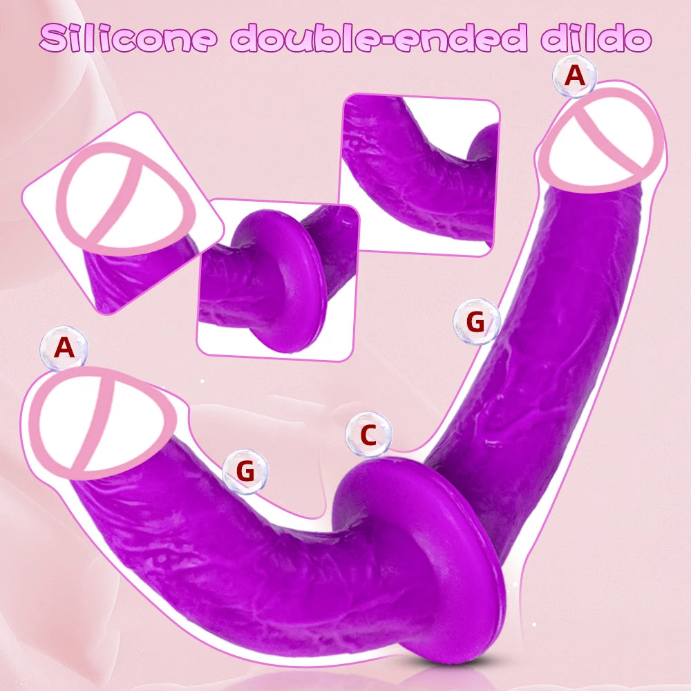 Strap On Dildo Womens Sex Toys - Double Ended Dildo Flesh Silicone Fantasy Dildo Long Dildos Strap On Harness Big Anal Dildos