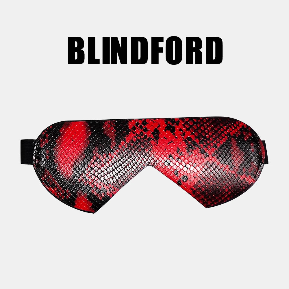 3pcs Bondage Kits Snake Leather Restraint BDSM Sets XOXO Paddle Spanking Whip and Blindfold Bondage Sex Toy for Couples