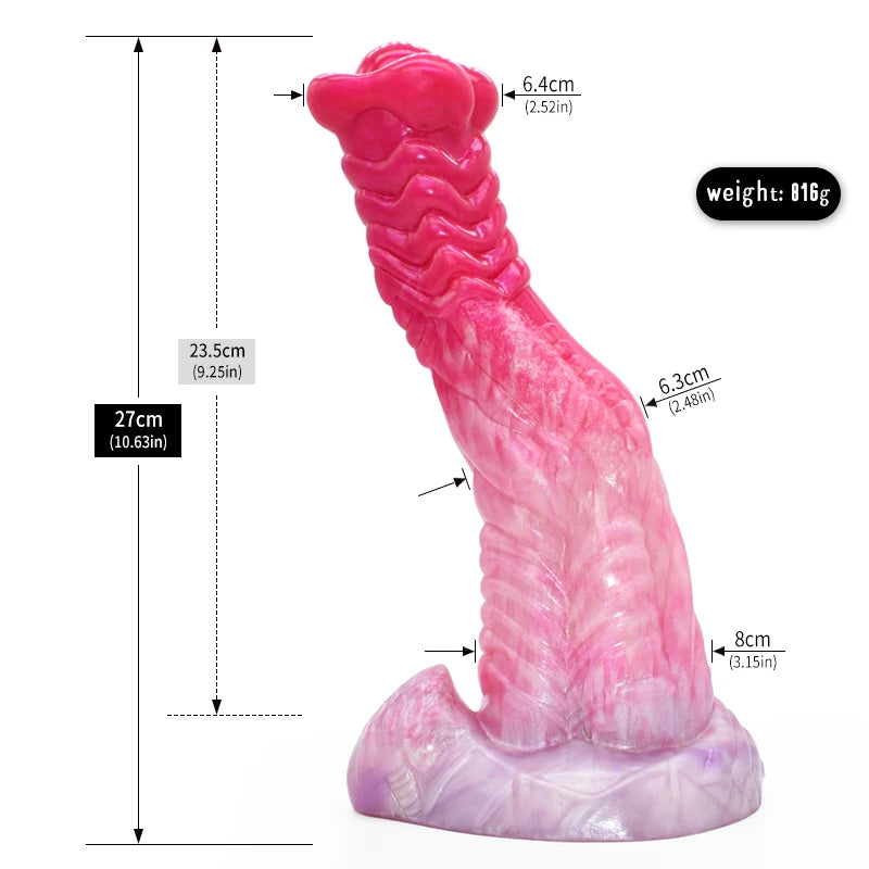 ASHBURN Fantasy Curve Scales ALIEN Dildo With Suction Cup S-M-L 10IN ALIEN Penis
