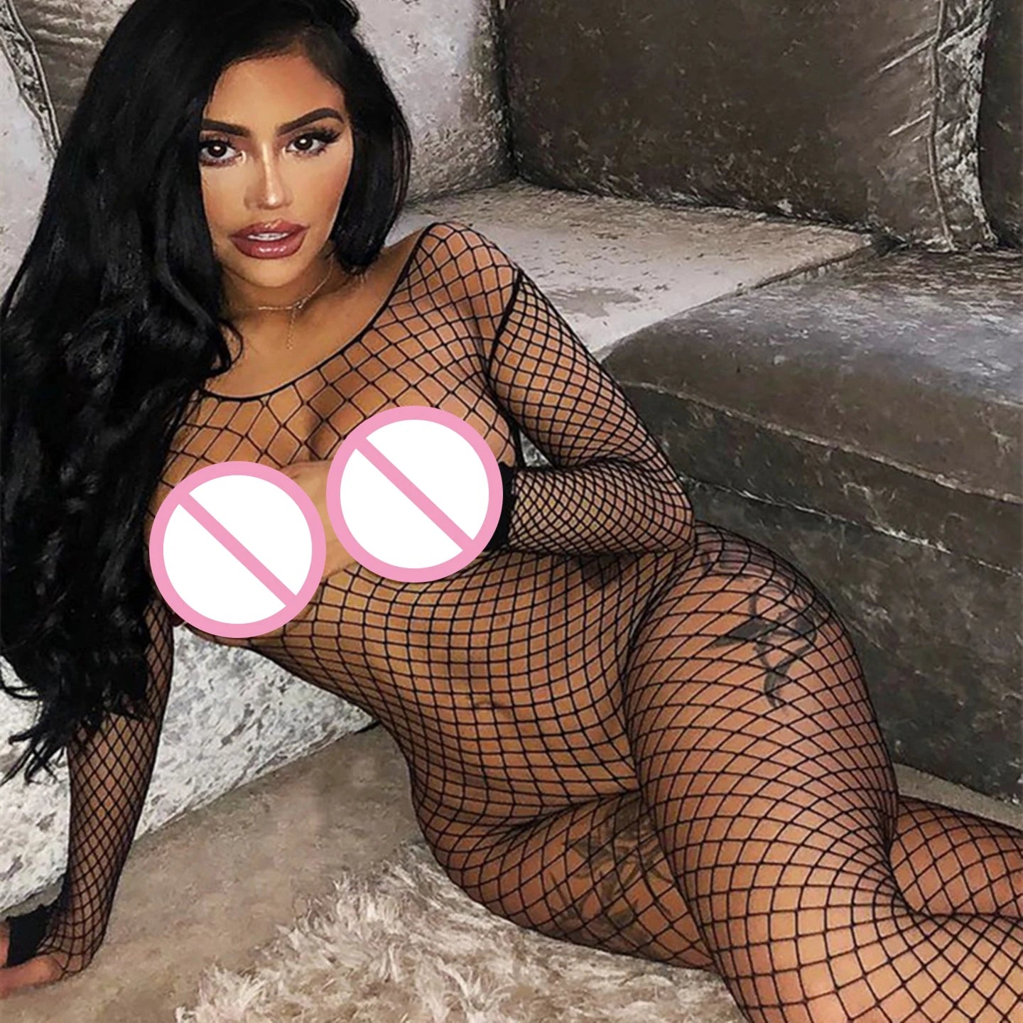 Women's Sexy Bodystocking Lingerie Fishnet Open Crotch Stocking Mesh Lingerie for Ladies Costumes See Through Bodysuits Pajamas