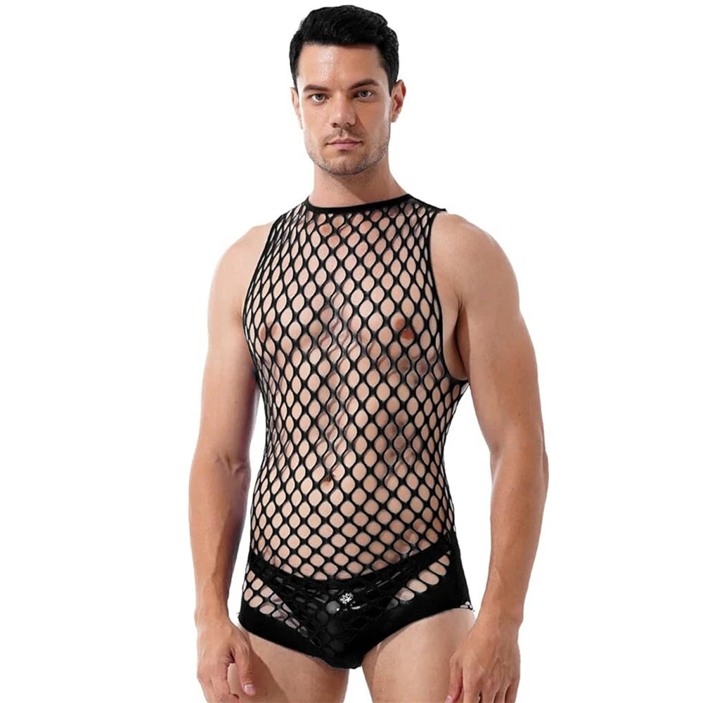Sexy Lingerie Mens Fishnet Bodystocking Gay Open Crotch Sex Underwear Erotic Dress Bodysuit Exotic Porn Babydolls Outfits