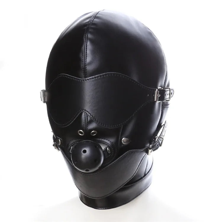 Women Men Sexy Pink Mask Breathable Adjustable Leather Face Masks With Mouth Gag Cosplay Games Headpiece Hood BDSM Erotic Toys
