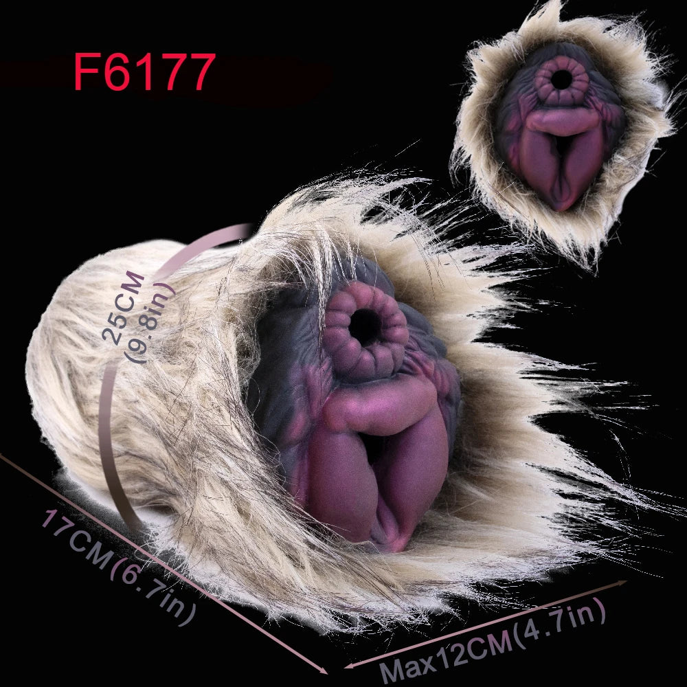 ASHBURN Fantasy FURRY  Male PUSSY POCKETS Masturbator With Furry beast Silicone Pocket Pussy Stroker  Double ChannelArtificial Vagina Sex Toys For Men