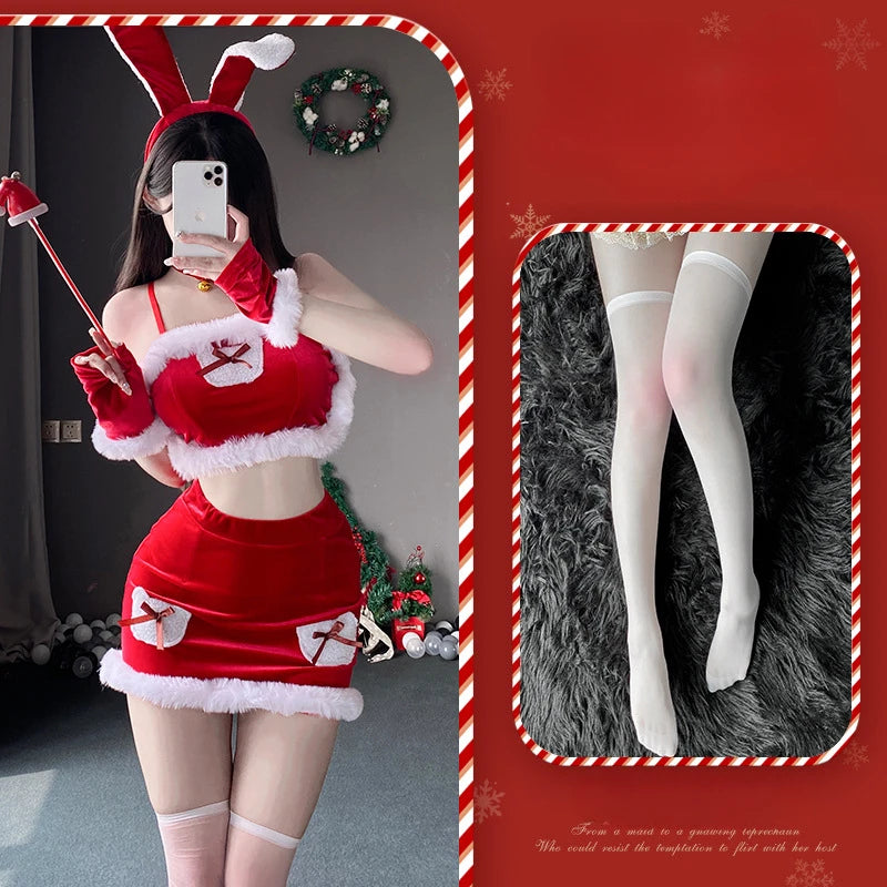 Christmas Sexy Lingerie Dress Sweet Bunny Girl Costume Rabbit Woman Set Cosplay Costume Role Play Uniform Stage Performance Set