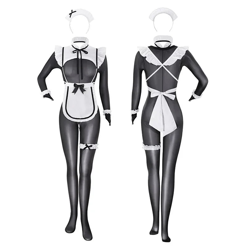Sexy Crotchless Lingerie Women Cosplay Lolita Uniform French Apron T panties Maid Dress Erotic Underwear Role Play Costumes sets