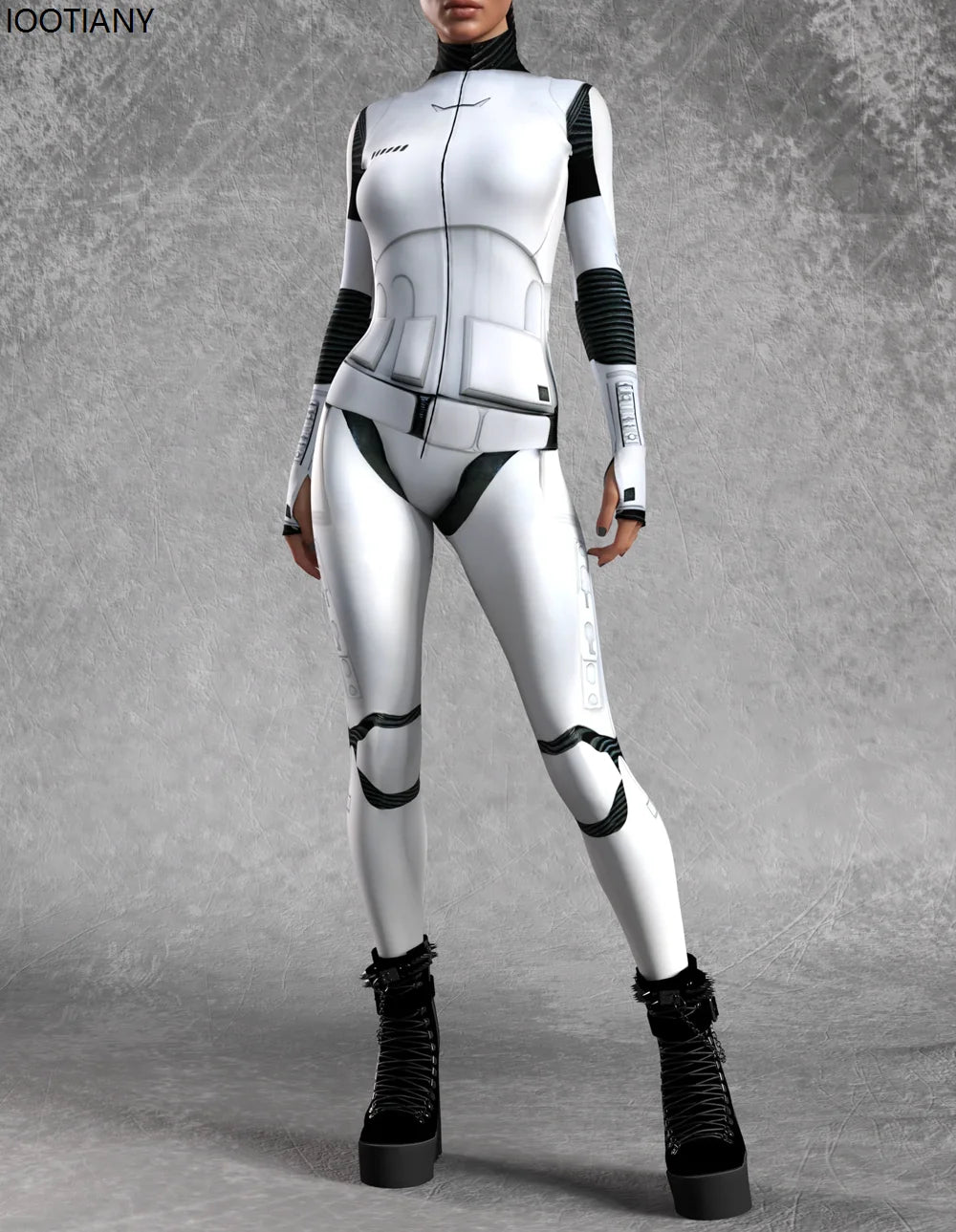 Women Robot Future White Armor Bodysuit Adult Role Play Leotard Steampunk Costume Party Show Stage Performance Leotard Carnival