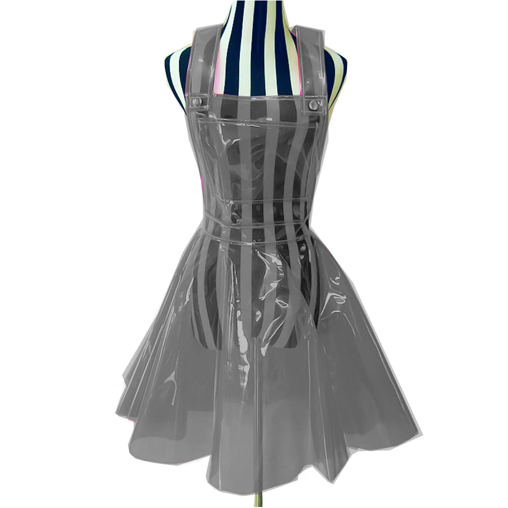 Women Plastic PVC Dress See Through A Line Transparent PVC Clear Dress Waterproof Dress Sexy Costume Gothic Sheer dress S-7XL