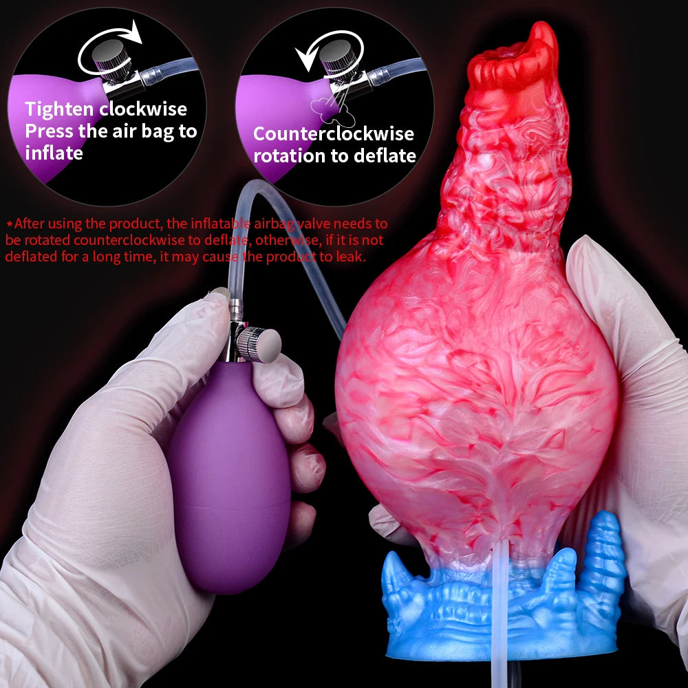 ASHBURN Ejaculation Inflatable Big Knot Penis with Squirting Function Strong Sucker