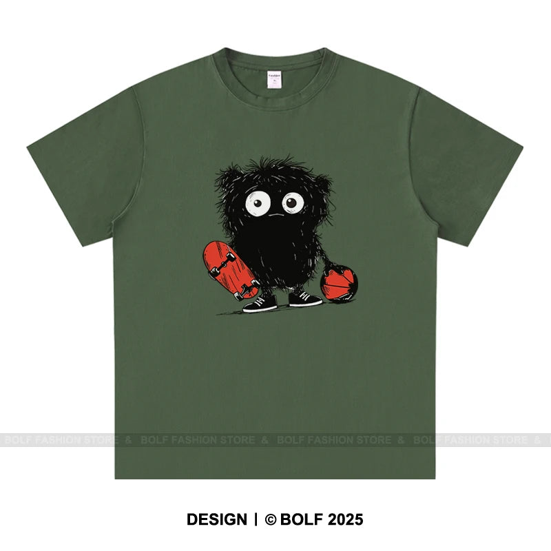 Anime Sketch Printed Men's T-Shirt 100% Cotton Oversized Kawaii Graphic Tees for Men Cute Japanese Streetwear