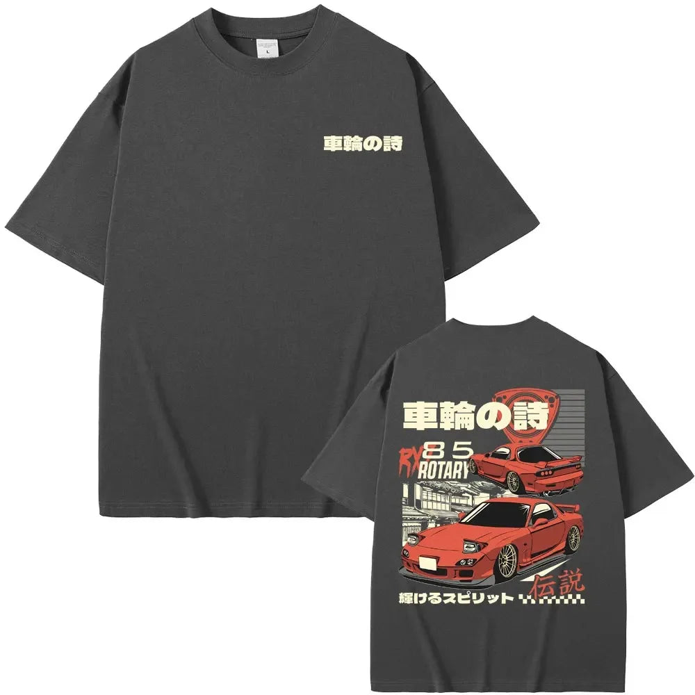 2024 Anime Initial D Drift AE86 Print Tshirt RX-7 R34 Skyline GTR JDM Men's Vintage Harajuku Oversized T Shirts