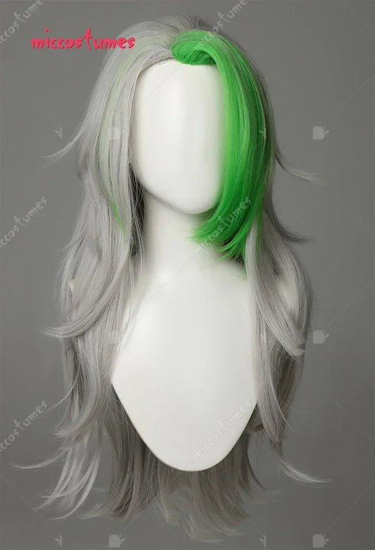 Miccostumes Women Security Wolf Cosply Wig Silver Grey Long Wig For Daily Anime Party Cosplay Halloween