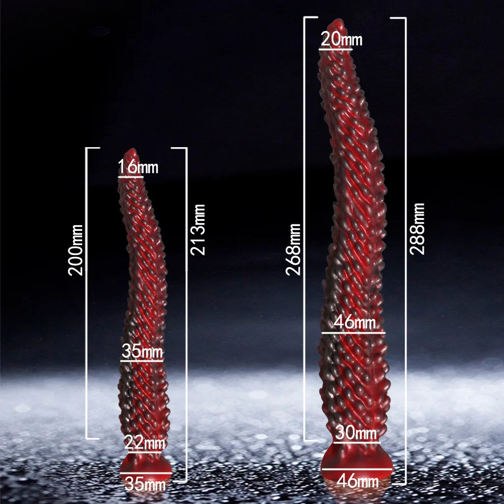 New Alien Tentacle Anal Plug Long Thick Dildo Spiral Silicone Large Butt Plug Suction Cup Anal Toy Adult Toy Men Women S- 8.39in M-11.34 in