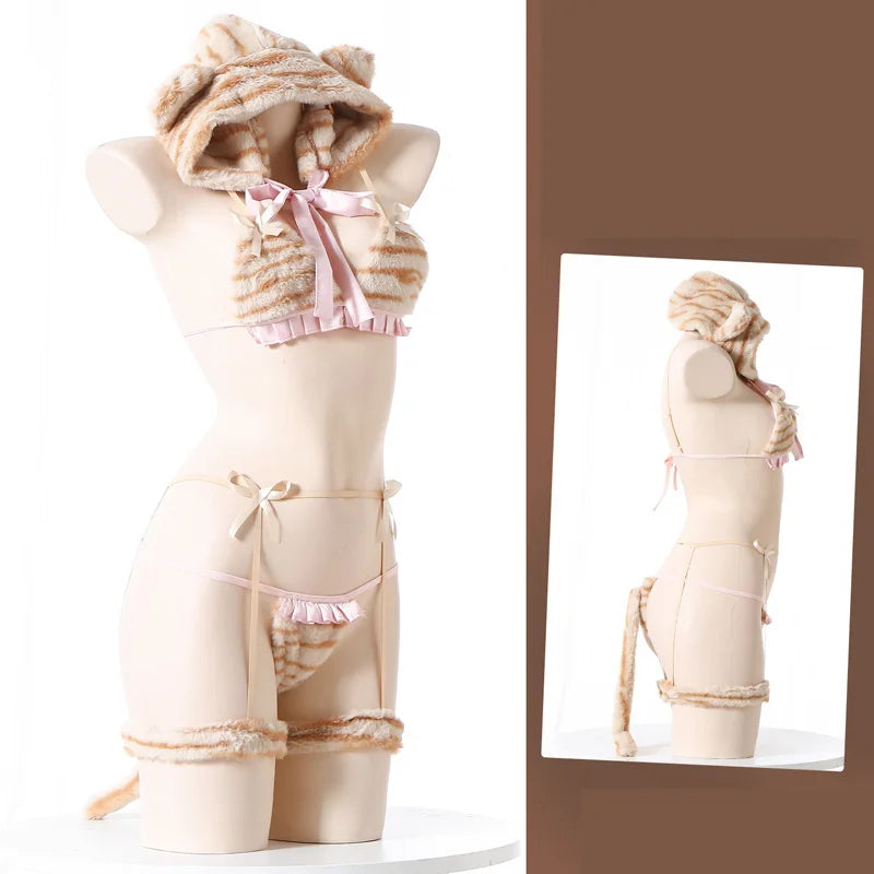 AniLV Animal Series Plush Warm Clothes Fox Tiger Wolf Chinese Panda Rabbit Cat Uniform Outfit Cosplay  Costume