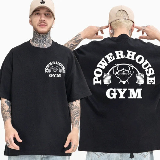 Hot Sale Powerhouse Gym Print T Shirt Men Women Casual Fashion Oversized T-shirt High Quality Pure Cotton Short Sleeve T-shirts