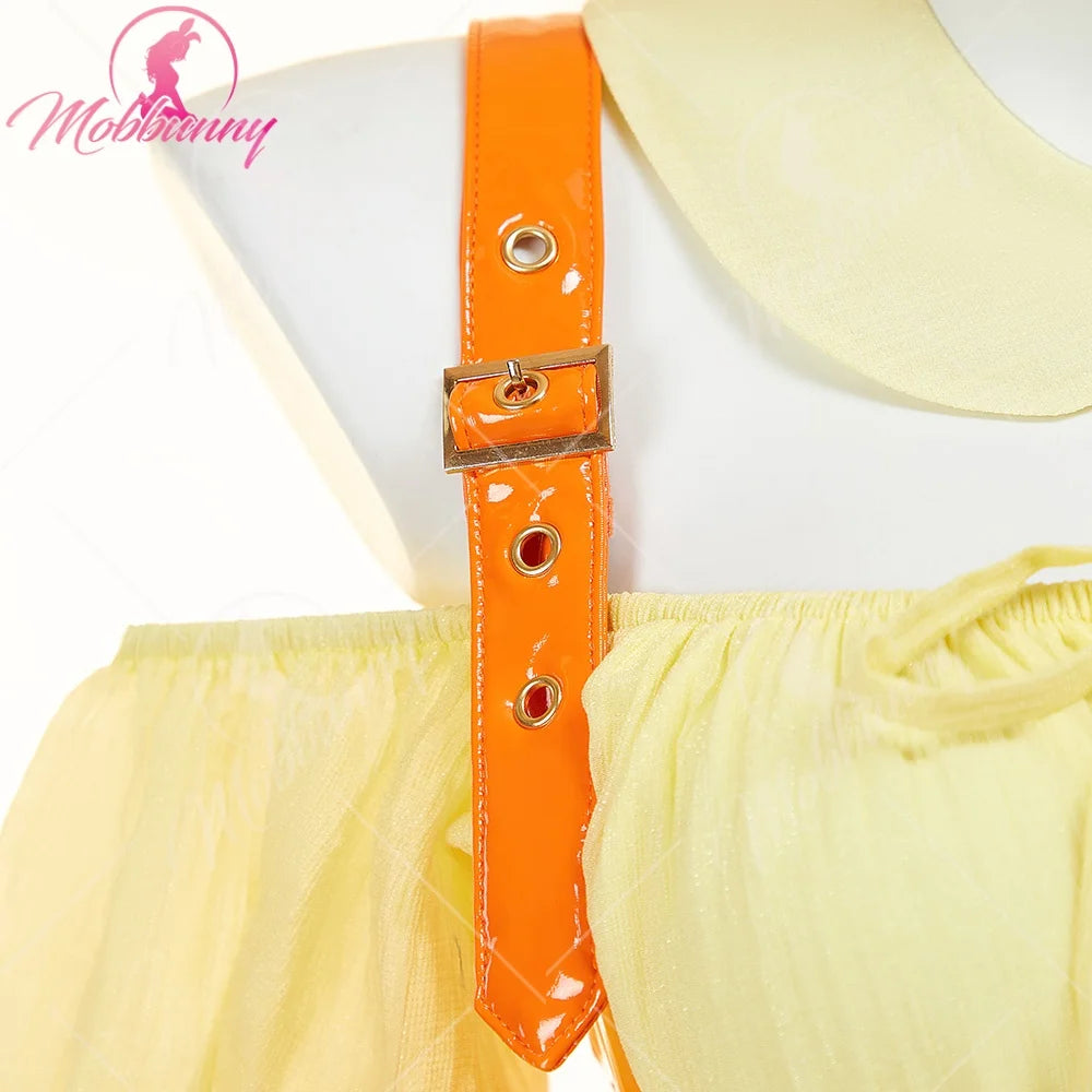 Mobbunny Women Game Derivative Sexy Lingerie Suit Off-Shoulder Crop Top and Skirt with accessories