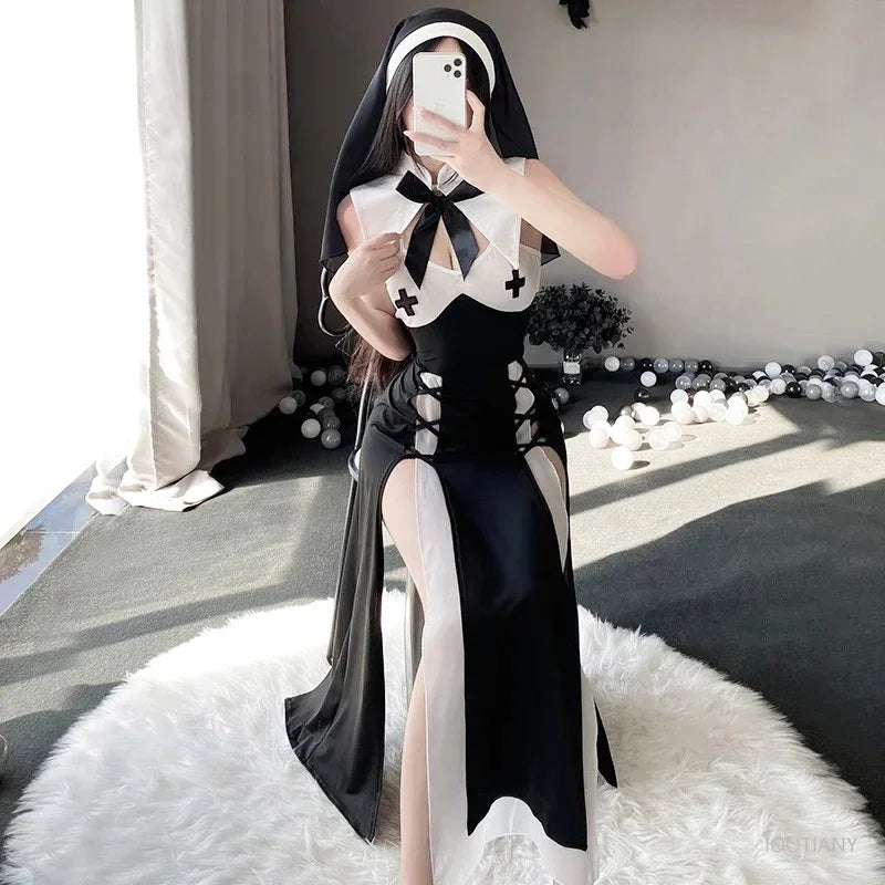Cute Nun Costume Original Halloween Party Sister Roleplay Outfit Anime Girls Carnival Out Fancy Dress Sexy Women Cosplay Uniform