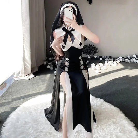 Cute Nun Costume Original Halloween Party Sister Roleplay Outfit Anime Girls Carnival Out Fancy Dress Sexy Women Cosplay Uniform