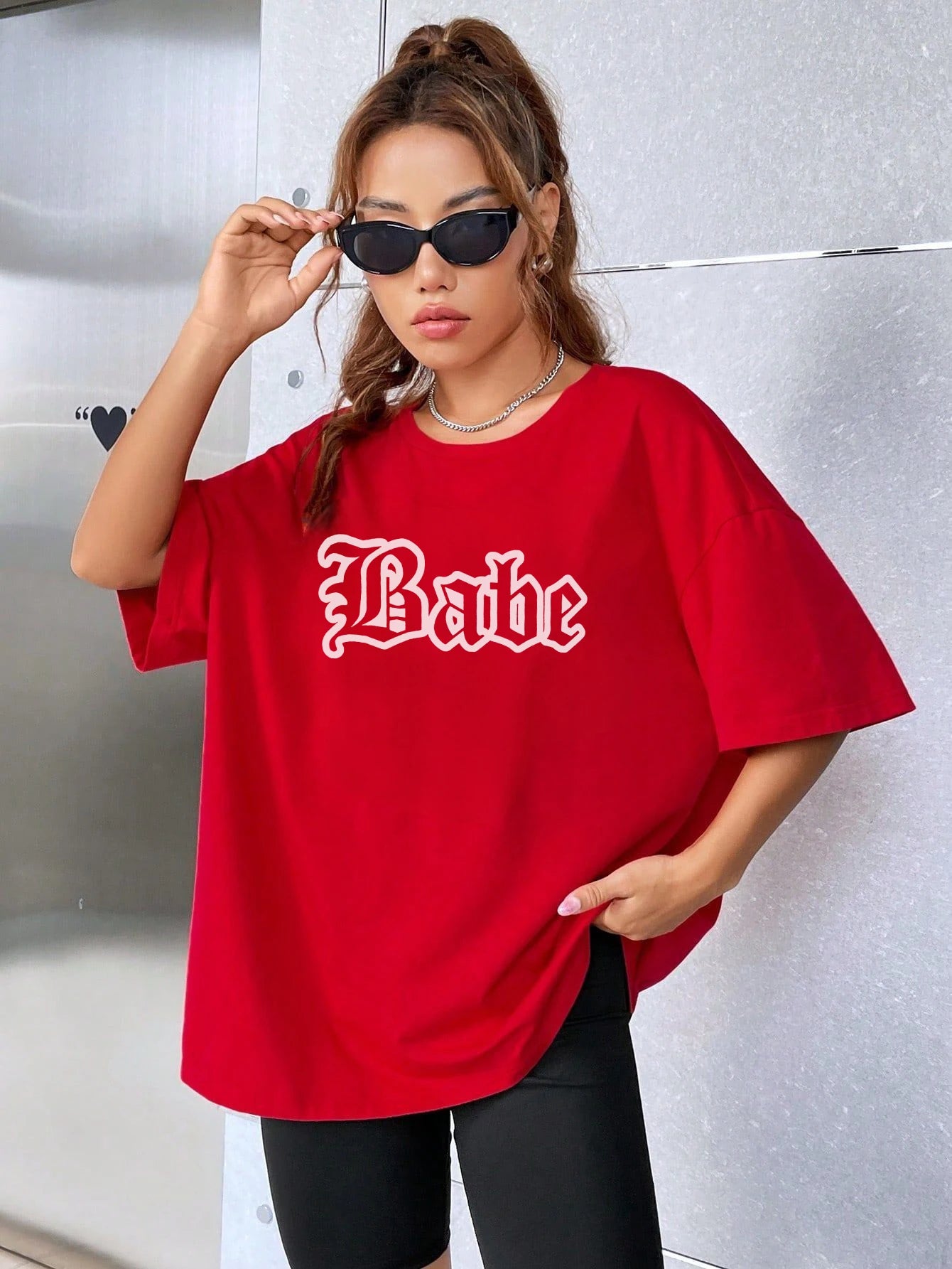 Babe Personality Street Font T-Shirts Women Loose Oversized T-Shirt High Quality Cotton Short Sleeve Summer Breathable Clothing