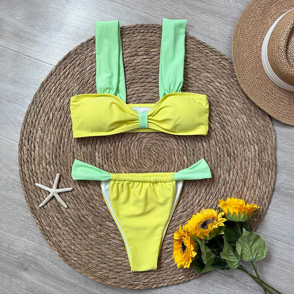 ASHBURNS Black Bikini 2024 Sexy Micro Mujer Bikini Set Women Swimsuits Female Swimwear Brazilian Biquini Swimming Suit Solid Beachwear