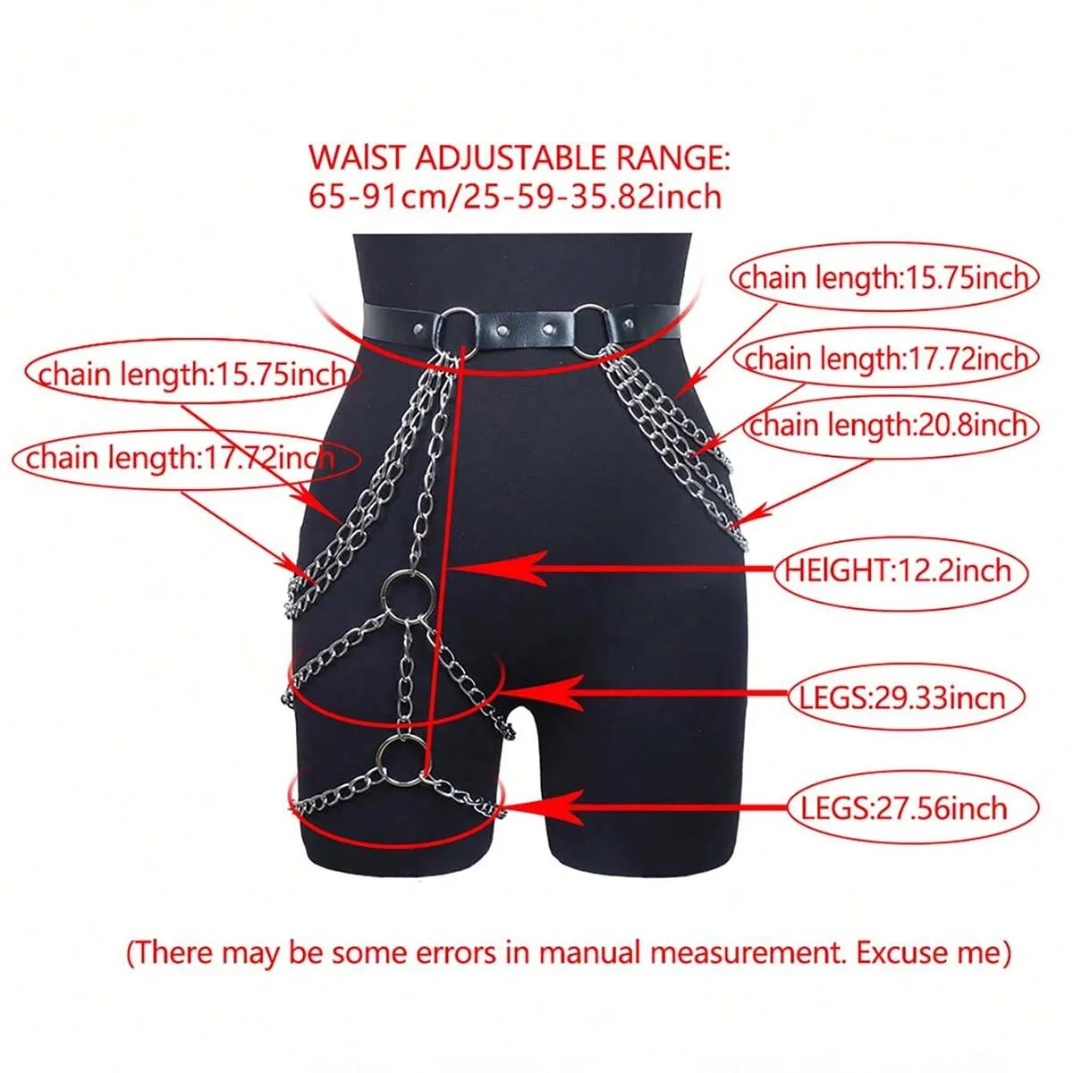Women's sexy belly chain thigh strap leather underwear BDSM bondage strap leg chain Gothic fetish clothing