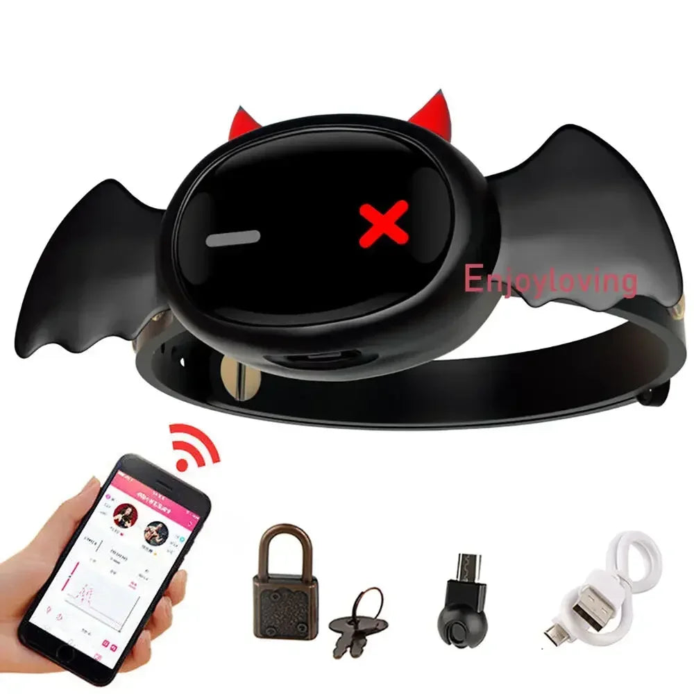 QIUI Little Devil APP Remote Control Electric Shock Collar Bondage BDSM Adult Porn Game Private Sex Toy Exotic Accessories 18+