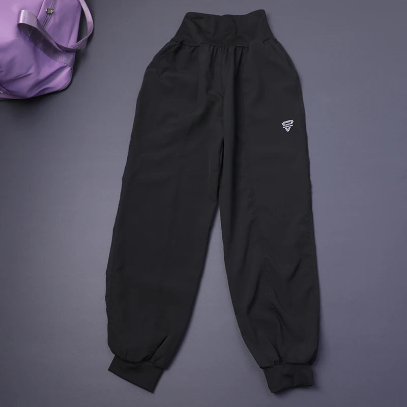 Women's High-Waisted Pocket Fitness Yoga Pants Loose Cuffed Ankle Workout Running Training Sports Sweatpants Quick-Dry Harem Pan