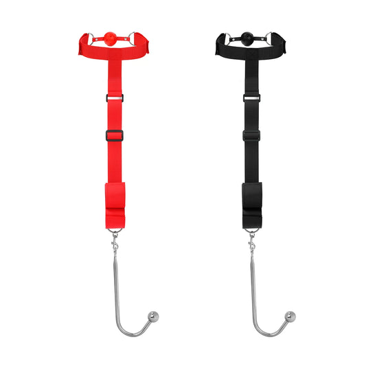 Behind The Back Handcuff Mouth Gag Harness Restraints With Metal Anal Hook Kinky BDSM Bondage Erotic Products For Adult Games