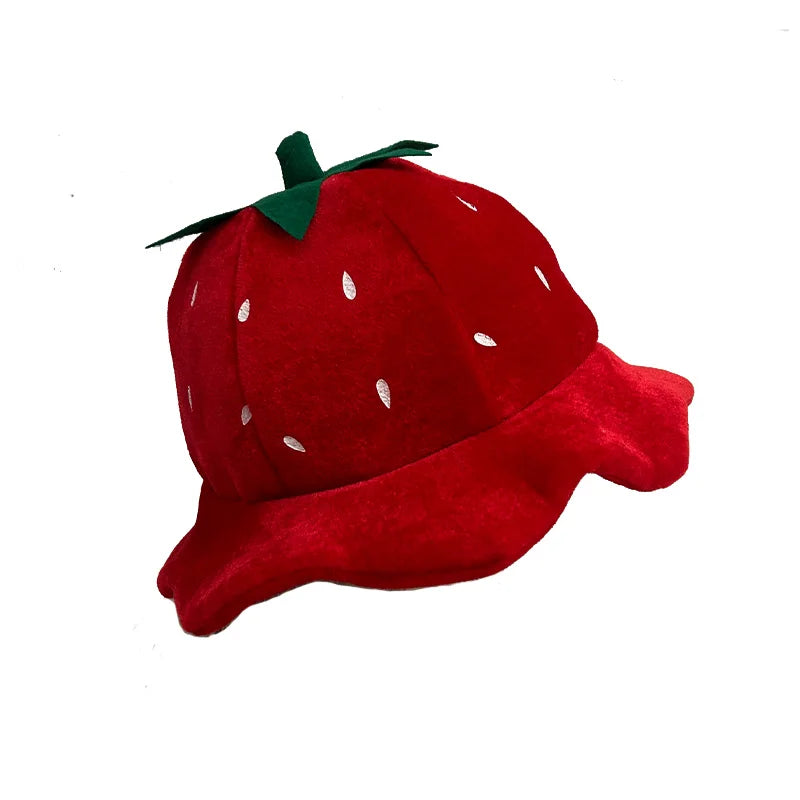 Berry Beanie Beret Women Strawberry Shortcake Hat Bonnet Girls Strawberry Hat For Adult Fruit Cap Halloween Costume Prop