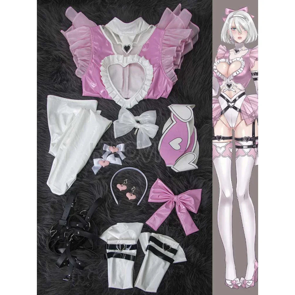 Nier Automata Cosplay Costume Yorha 2B  Wedding Dress Yorha 2B Cosplay Costumes Pink Valentine's Day Maid Costumes Anime Cosplay