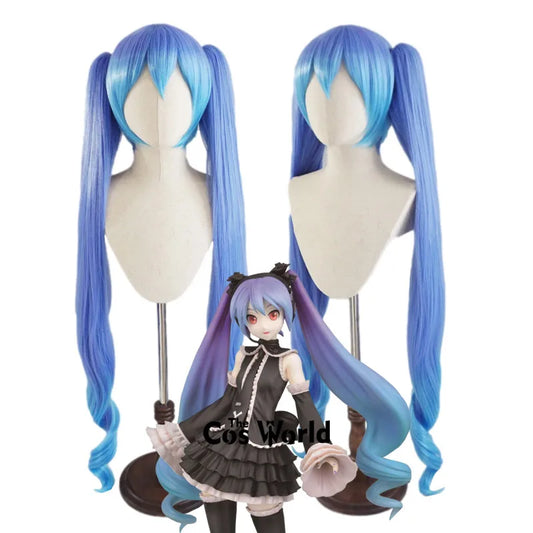 VOCALOID Miku Gothic 120cm Long Wavy Anime Cosplay Wigs Fiber Heat Resistant Synthetic Hair + Wig Cap