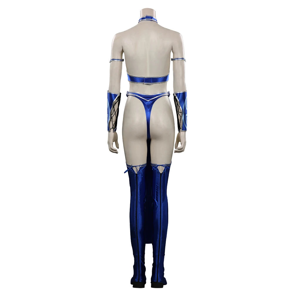 Adult Mortal Cosplay Kombat Kitana Cosplay Costume Women Bikini Top Shorts Mask Outfits Halloween Carnival Party Suit