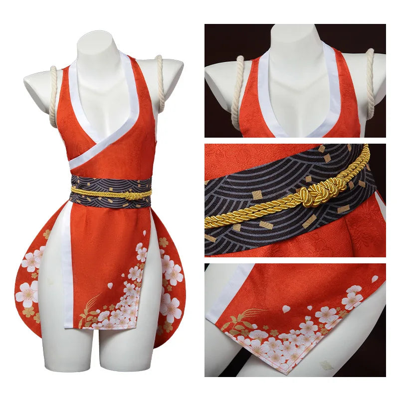 Sexy Anime Mai Shiranui Cosplay Fantasy Game Costume Mai Shiranui Adult Women Men Halloween Roleplay Fantasia Clothes Wig Shoes