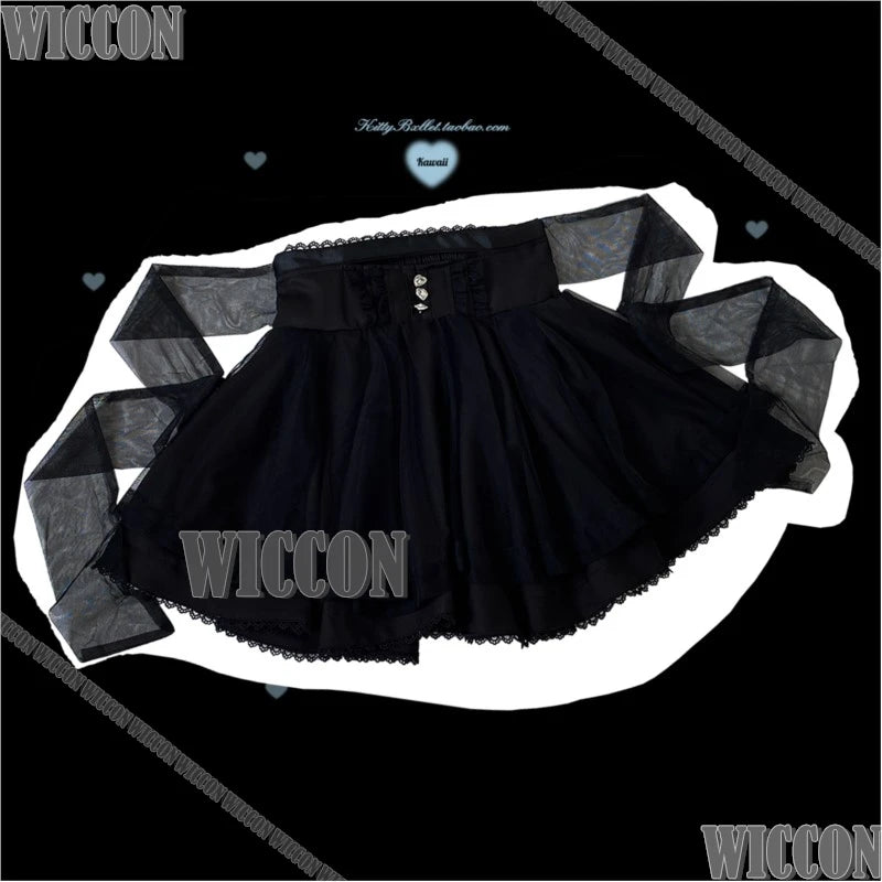 Jirai Kei Gauzy Skirt Cosplay Costume Kawaii 360-degree Hemline Skirt Sweet Cute Dress Girl Women Christmas Holloween Customized