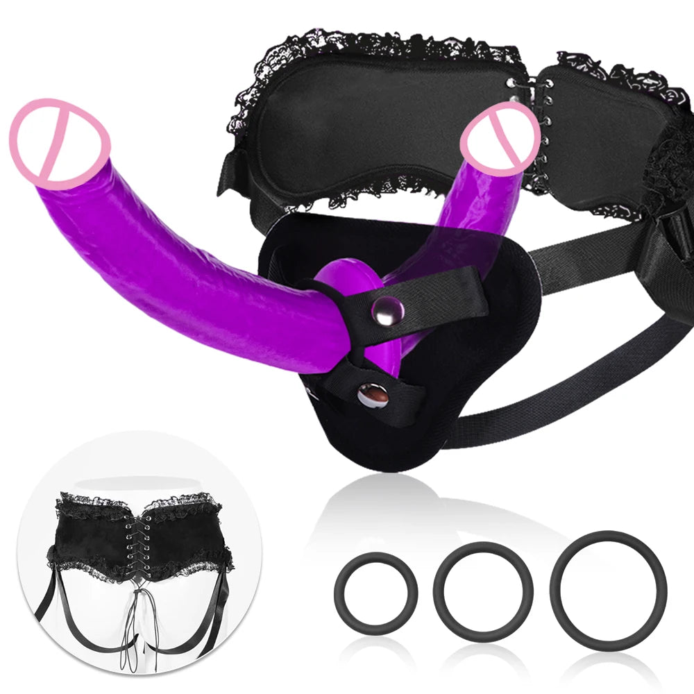 Strap On Dildo Womens Sex Toys - Double Ended Dildo Flesh Silicone Fantasy Dildo Long Dildos Strap On Harness Big Anal Dildos
