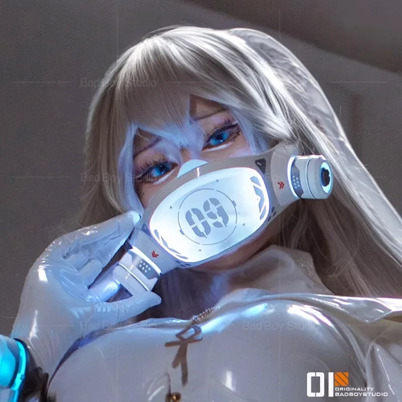 Anime Cyberpunk Cosplay Light Mask Accessories For Women Music Festival Party Masks Sci-fi mechanical mechs Mask Halloween Masks